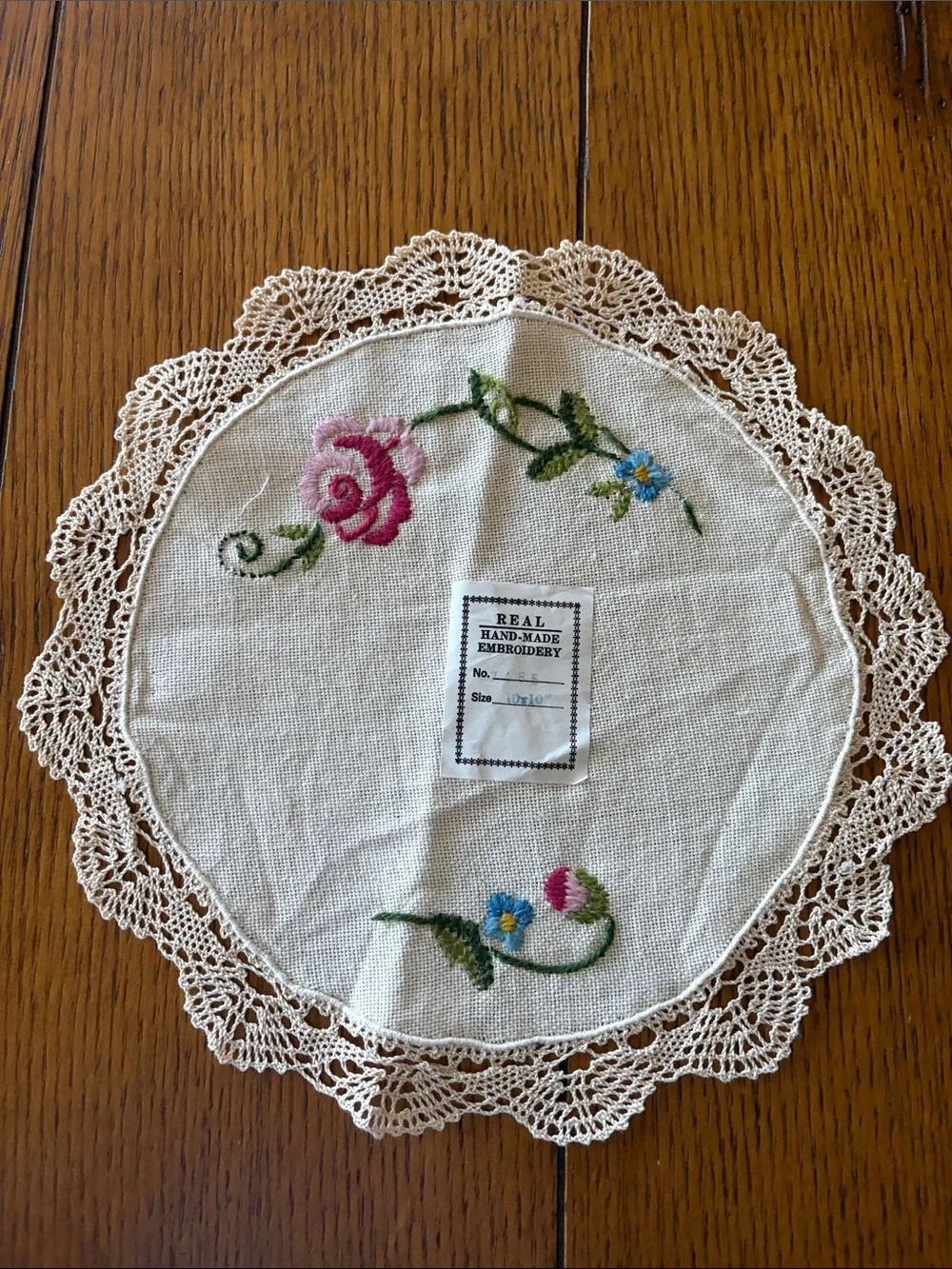 Embroidered Floral Lace Doilies – Set of 2